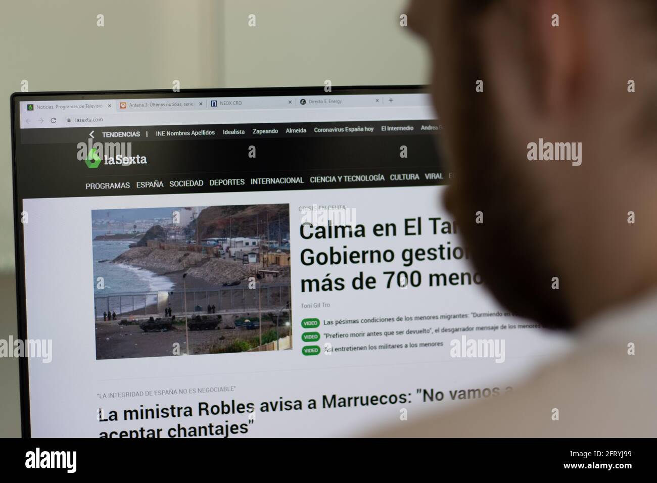 New York, USA - 1 maggio 2021: Sito web della società LaSexta sullo schermo, Editoriale illustrativo Foto Stock