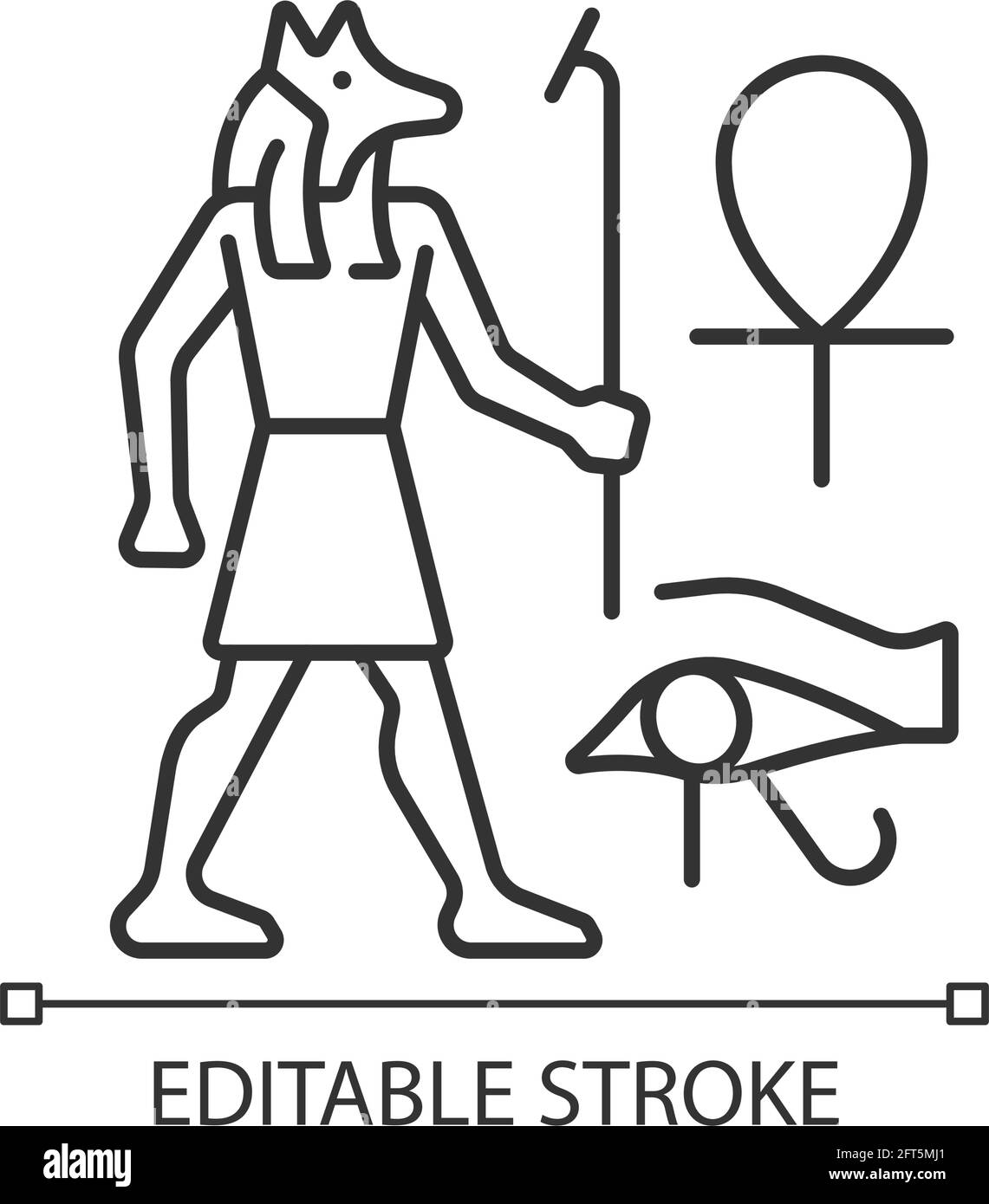 Icona lineare dei disegni a parete egiziani Illustrazione Vettoriale
