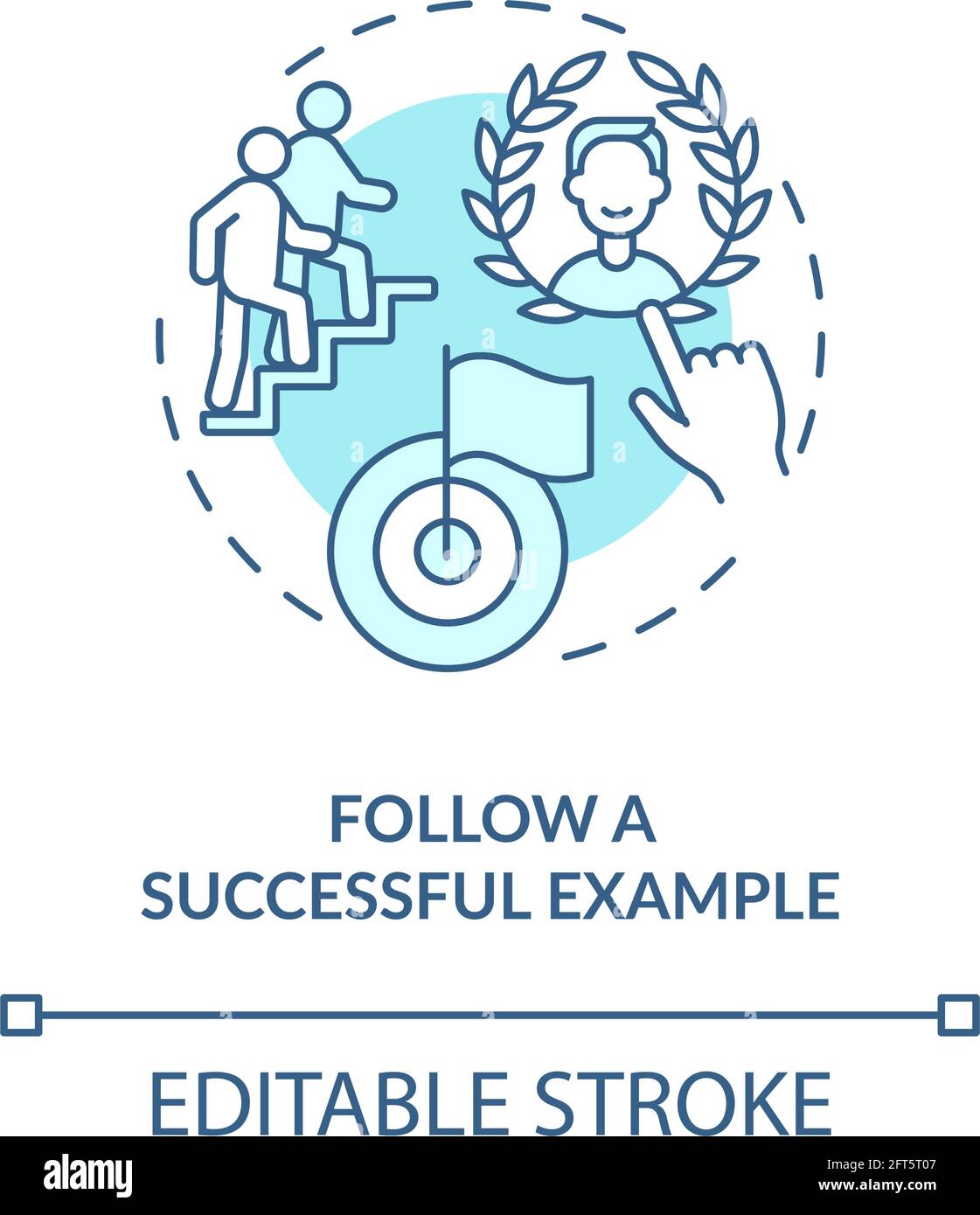 Seguire l'esempio di successo dell'icona blu Concept Illustrazione Vettoriale