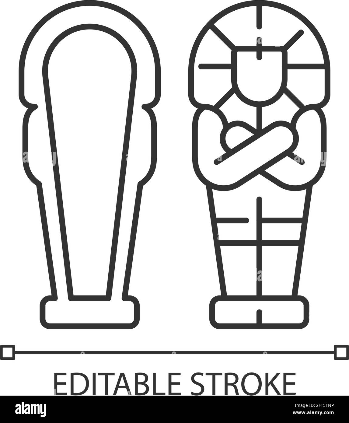 Icona lineare di sarcofago egiziano Illustrazione Vettoriale