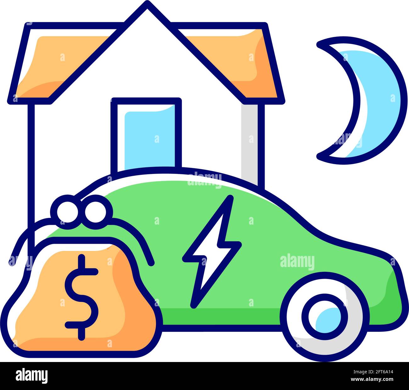 Icona del colore RGB della tariffa energetica EV Illustrazione Vettoriale