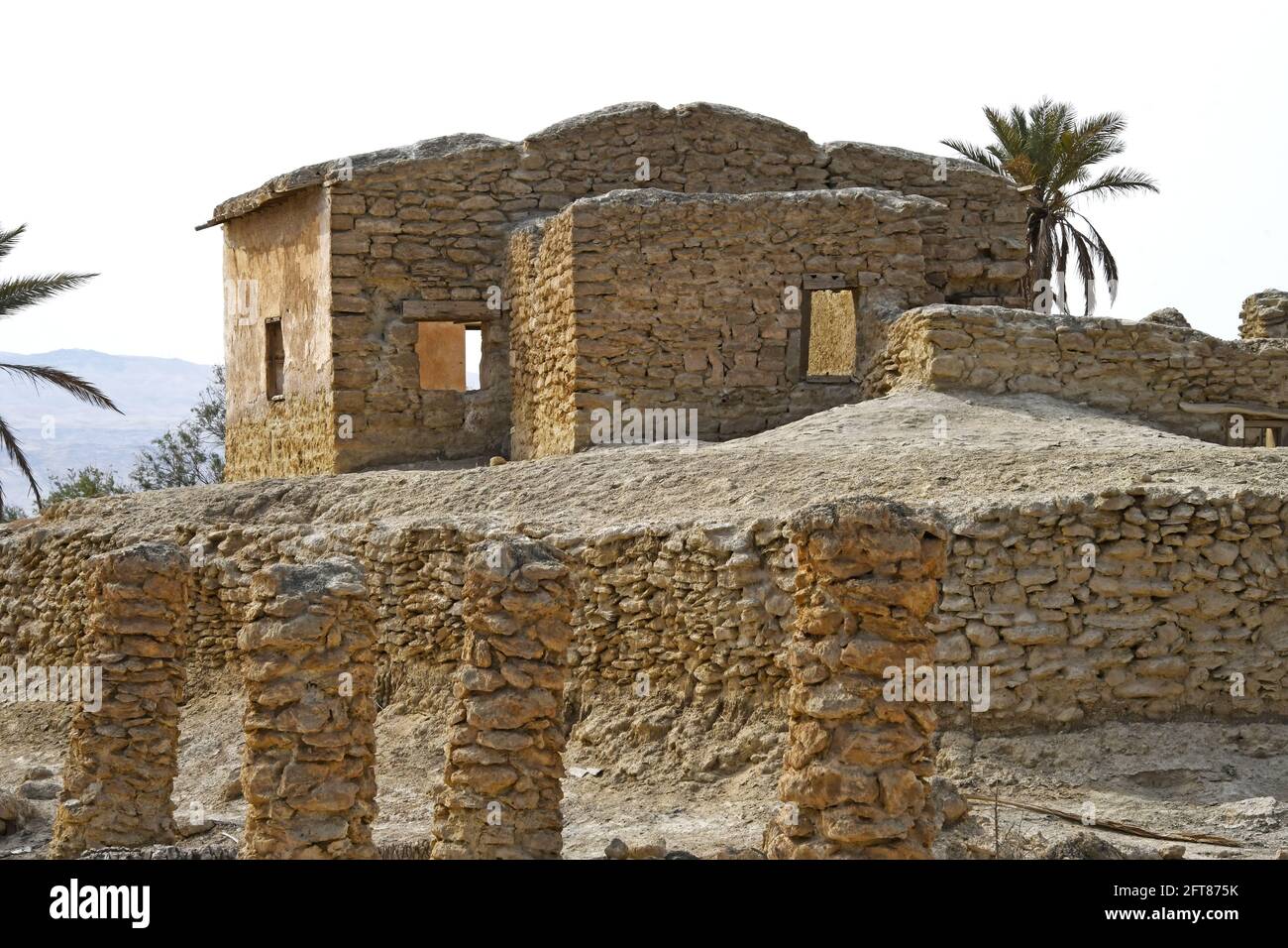Casa di argilla e fango, abbandonato, Israele Foto Stock