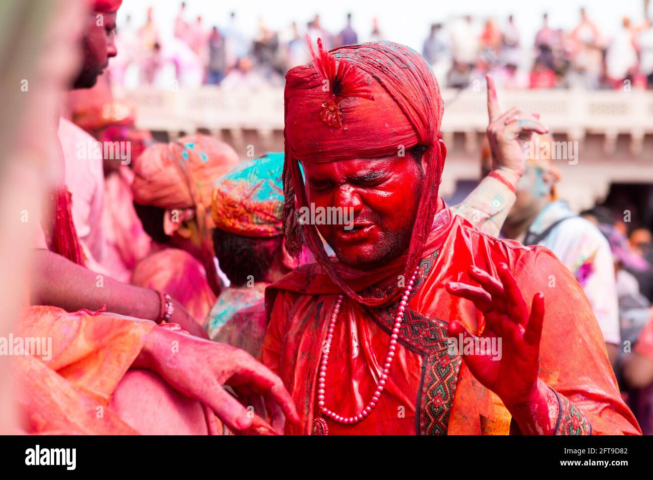 Lathmar Holi 2017 Barsana Nandgaon Vrindavan Festival attraverso l'India Di colori in tutta l'India Foto Stock