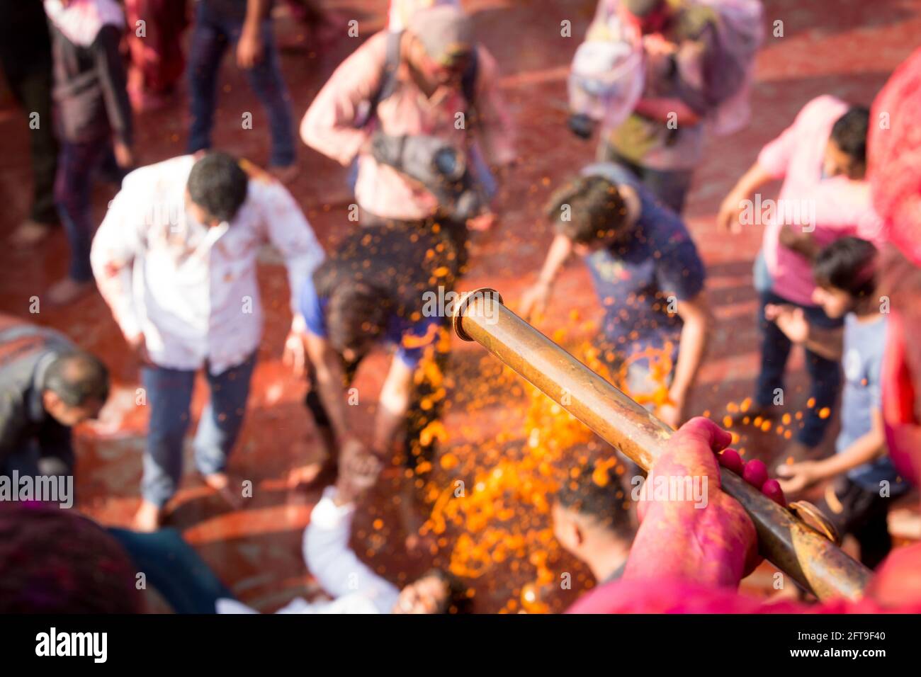 Lathmar Holi 2017 Barsana Nandgaon Vrindavan Festival attraverso l'India Di colori in tutta l'India Foto Stock