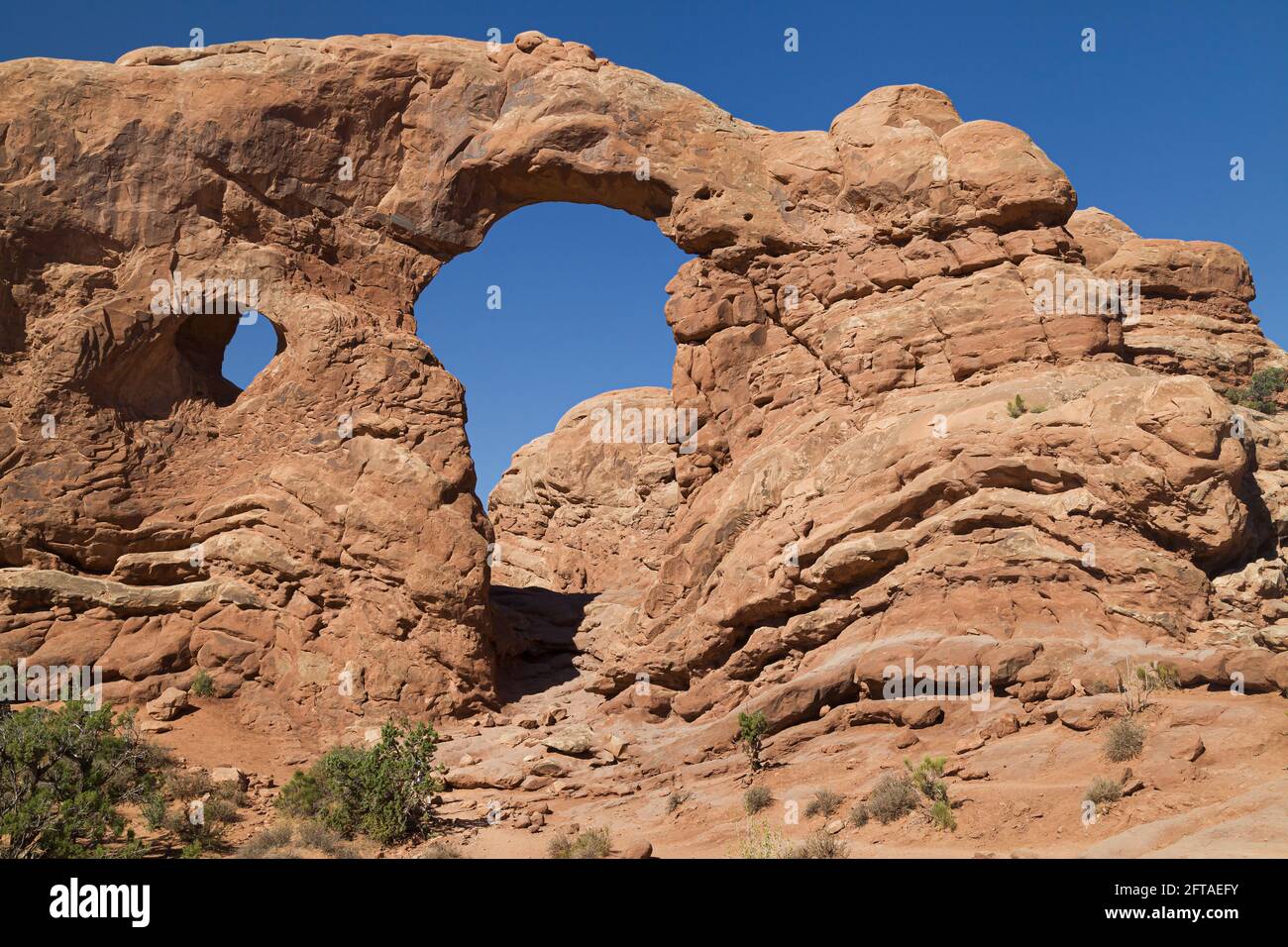 Turret Arch nel Parco Nazionale di Arches, Utah, Stati Uniti. Foto Stock