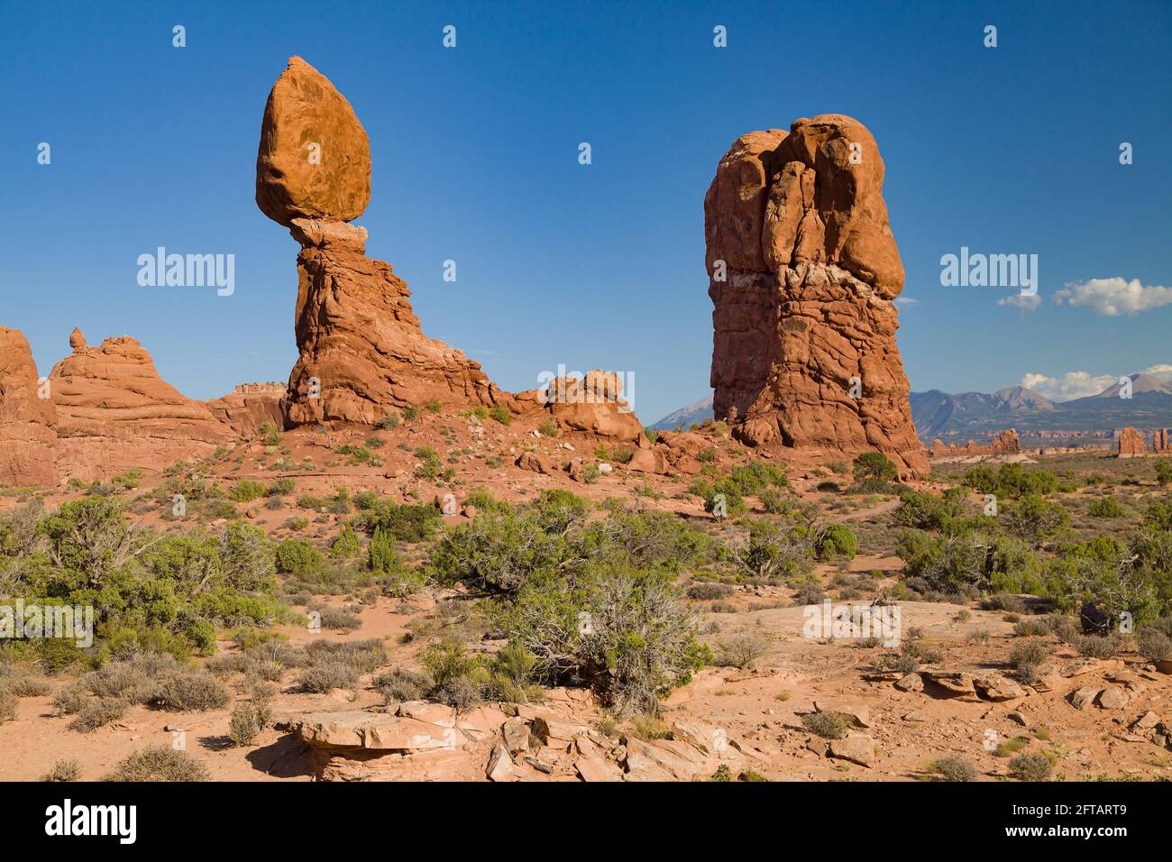 Roccia equilibrato nel Parco Nazionale di Arches, Utah, Stati Uniti d'America. Foto Stock