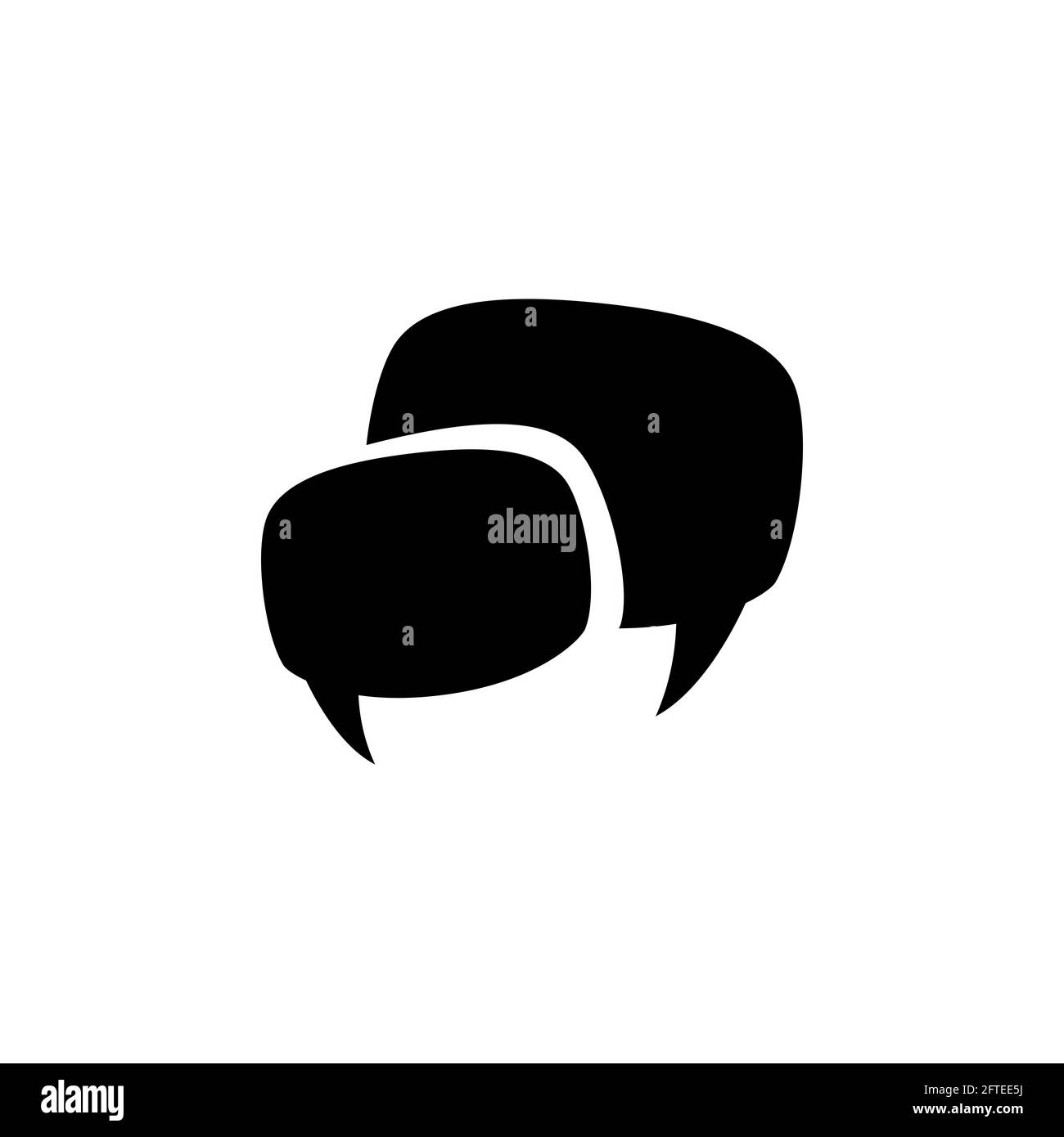 due bolle di conversazione di chat isolate su sfondo bianco. Icona piatta vettore. Finestra di dialogo, forum, simbolo del messaggio. Conclusione, comunicazione, quadro dell'istruzione. Illustrazione Vettoriale