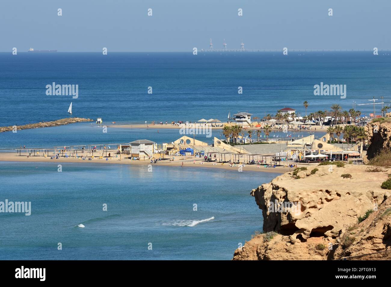 Netanya spiaggia mare, divertimento estivo Foto Stock