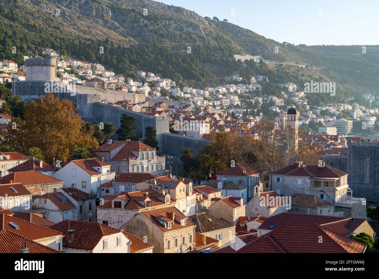 Dubrovnik vista città, Croazia, mare Adriatico Foto Stock