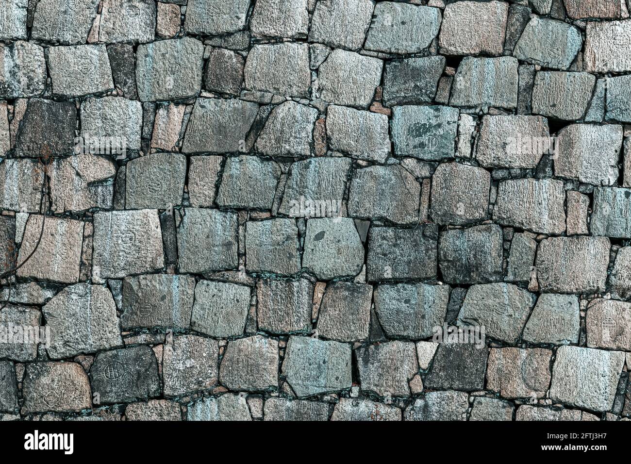 Pietra Wall Fondazione di un castello giapponese Foto Stock