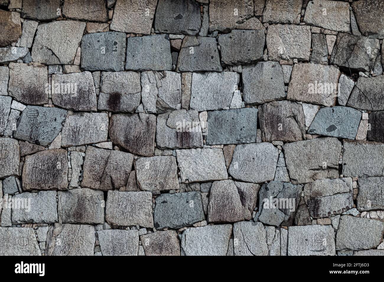 Pietra Wall Fondazione di un castello giapponese Foto Stock
