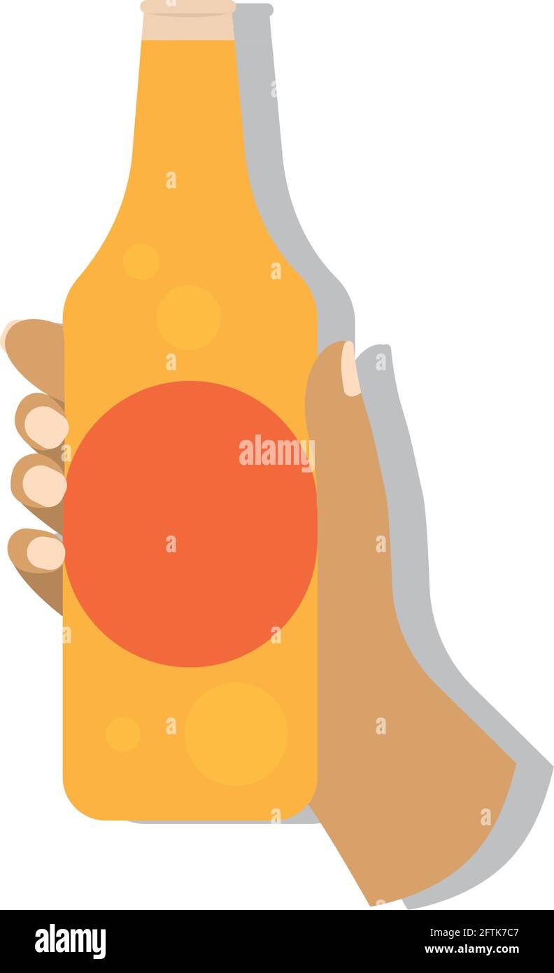 Mano con una bottiglia di birra bevanda alcolica illustrazione Vector Illustrazione Vettoriale