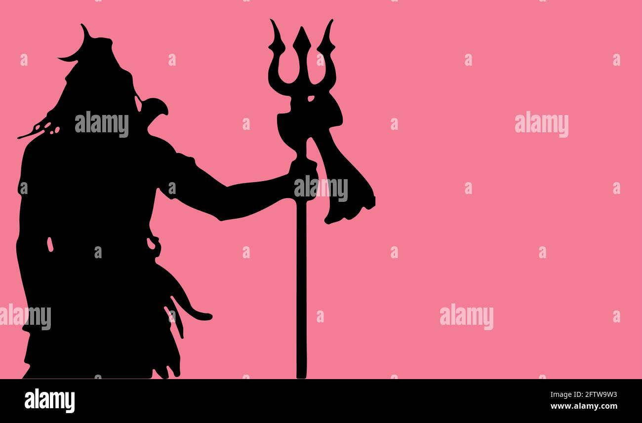 Disegno o schizzo del famoso dio potente indiano Lord Shiva, Parvati e i suoi simboli delineano Foto Stock