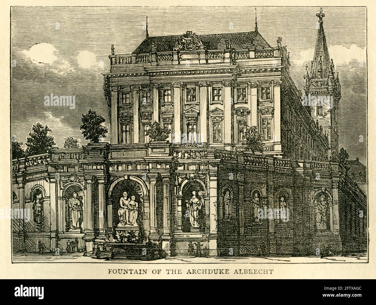 Europa, Österreich, Wien, Brunnen des Erzherzogs Albrecht und das Palais Erzherzog Albrecht , Illustrazione aus dem Wochenmagazin : ' The Graphic ', 23. 1873 agosto Kunsturheberrechte werden nicht vertreten . / Europa, Austria, Vienna, illustrazione della fontana dell'arciduca Albrecht e del palazzo dell'arciduca Albrecht , immagine del quotidiano settimanale illustrato ' The Graphic ' , 23 agosto 1873 , non ci sono diritti . Foto Stock