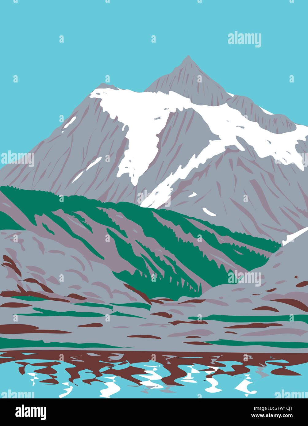 WPA Poster Art of Mount Shuksan un massiccio glaciato in Cascade Range si trova nel Northern Cascades National Park a Washington fatto in lavori progetto adm Illustrazione Vettoriale