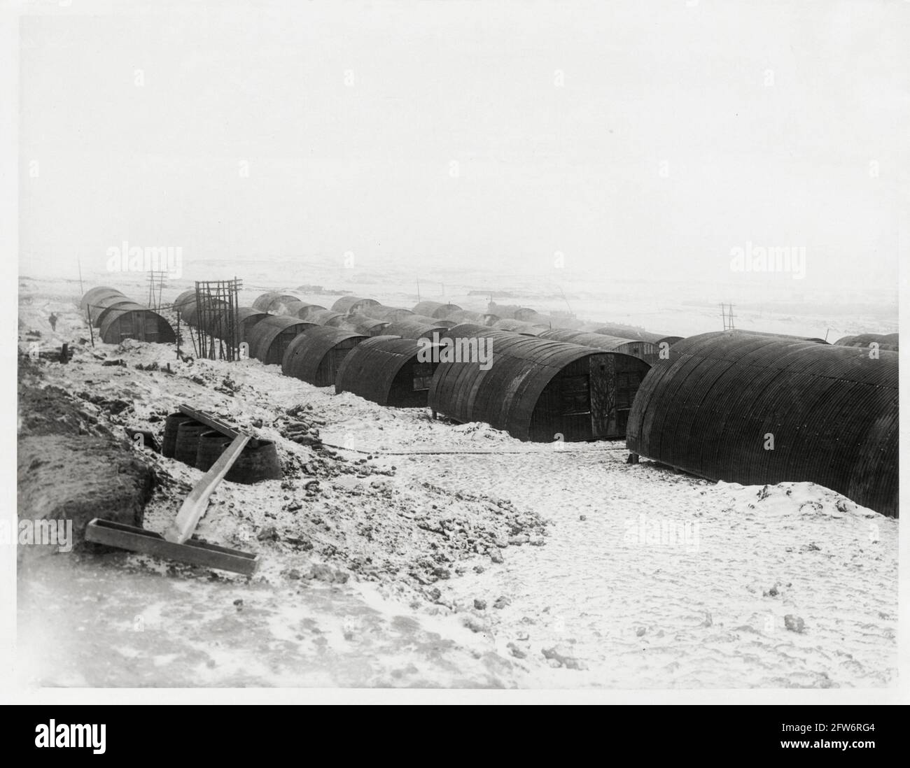 Prima guerra mondiale, prima guerra mondiale, fronte occidentale - un campo di riposo Nissen capanna, un'invenzione di un ufficiale britannico con lo stesso nome, la Francia Foto Stock
