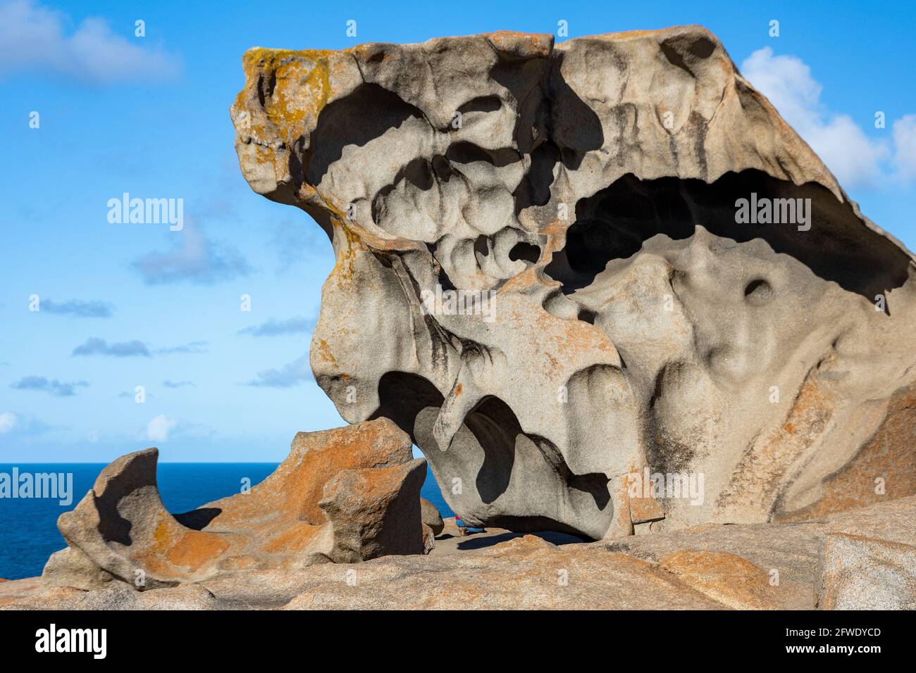 Notevoli rocce nel Parco Nazionale Flinders Chase su Kangaroo Isola Sud Australia il 8 maggio 2021 Foto Stock