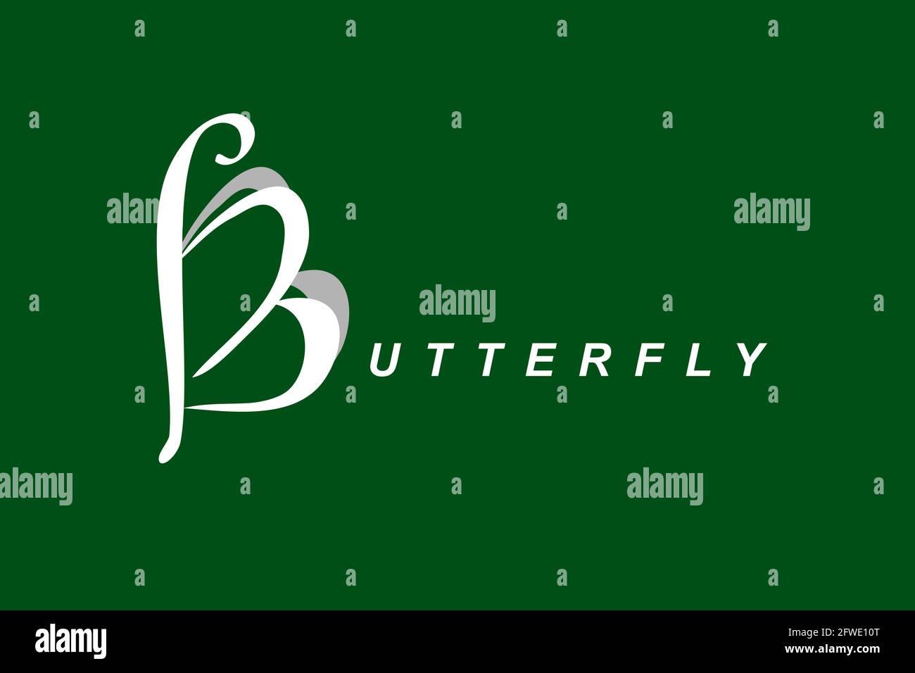 Vector White e Brown Logo Butterfly, per montagna, Camping Ground, Comunità o altre natura correlate, ad verde scuro Illustrazione Vettoriale