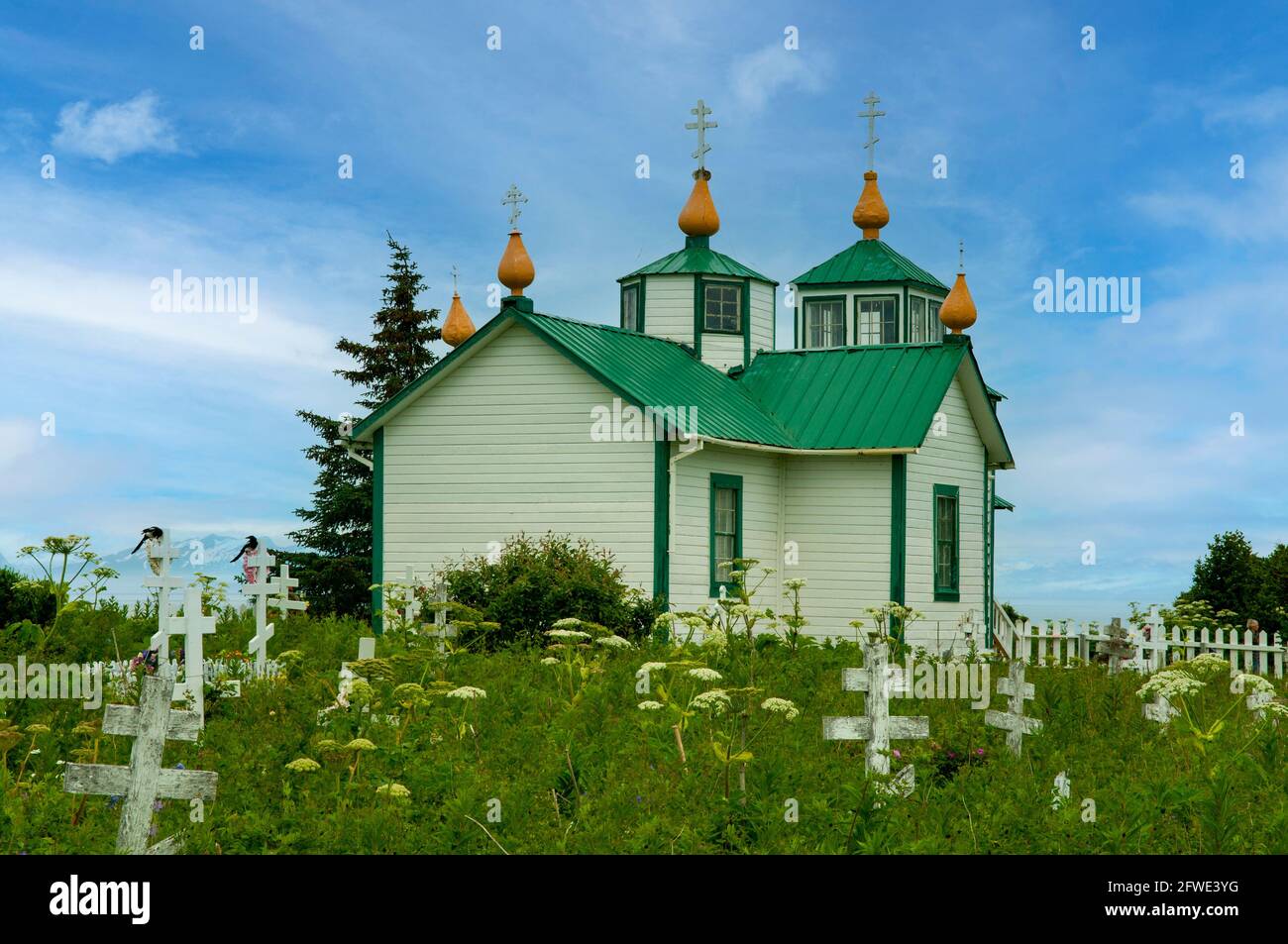 Chiesa russa a Ninilchik, Alaska, USA Foto Stock