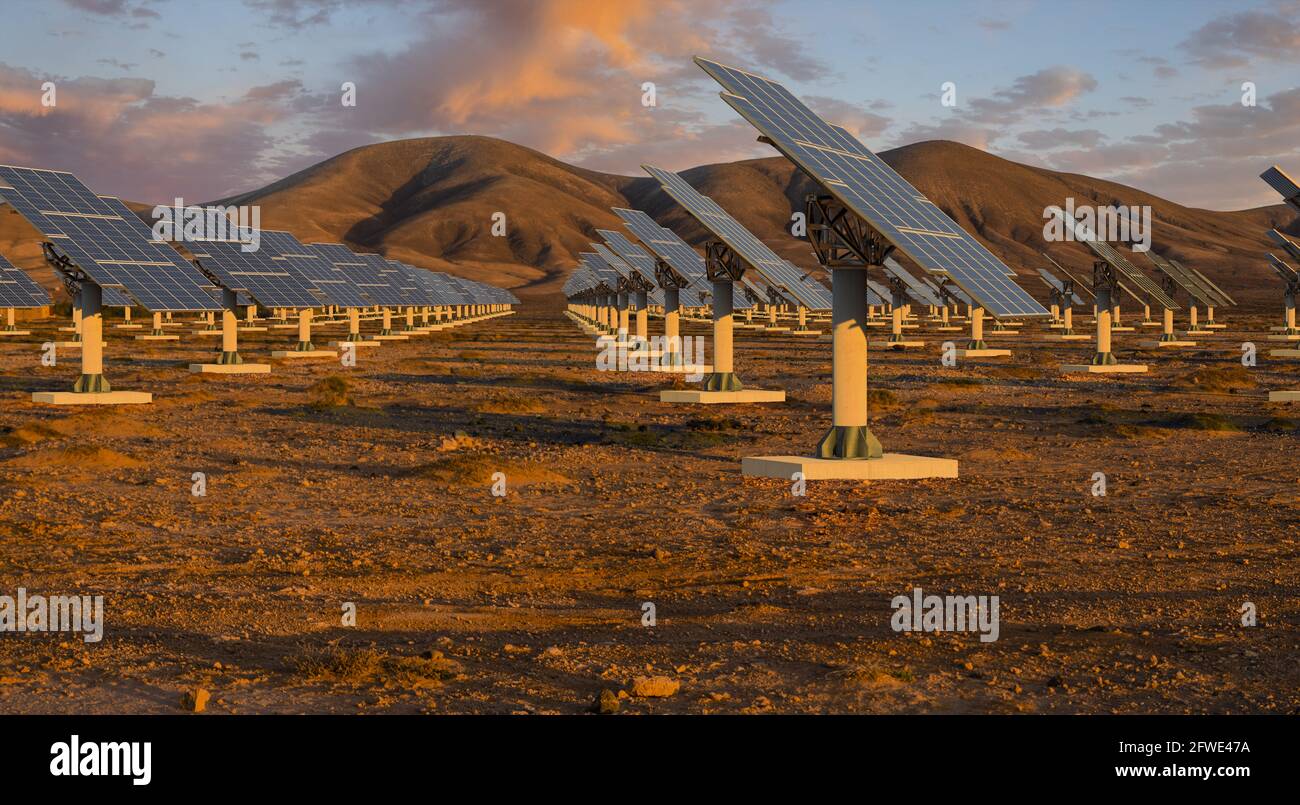 fattoria solare nel deserto Foto Stock