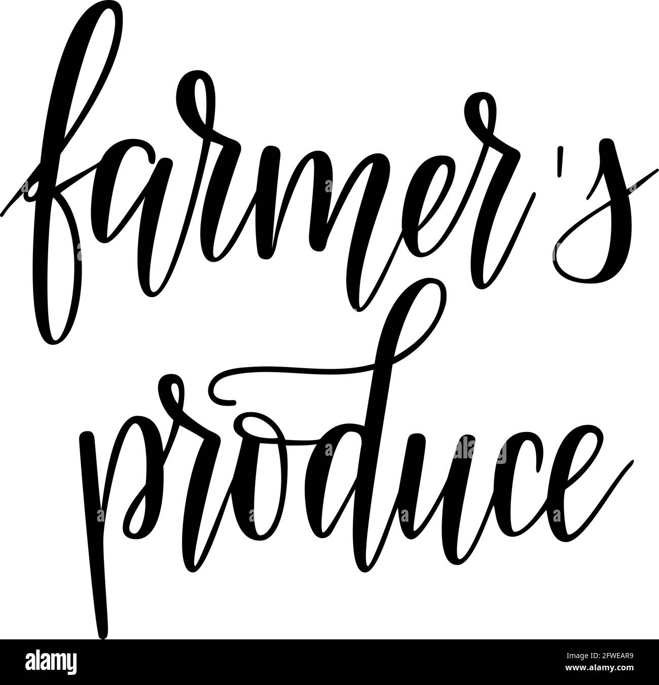 Coltivatori producono localmente coltivato disegno di scrittura di cibo Illustrazione Vettoriale