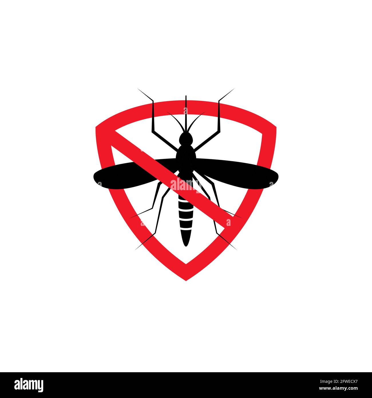 Icona repellente del segno di arresto della zanzara. Malaria peste insetto anti zanzara simbolo di avvertimento Illustrazione Vettoriale