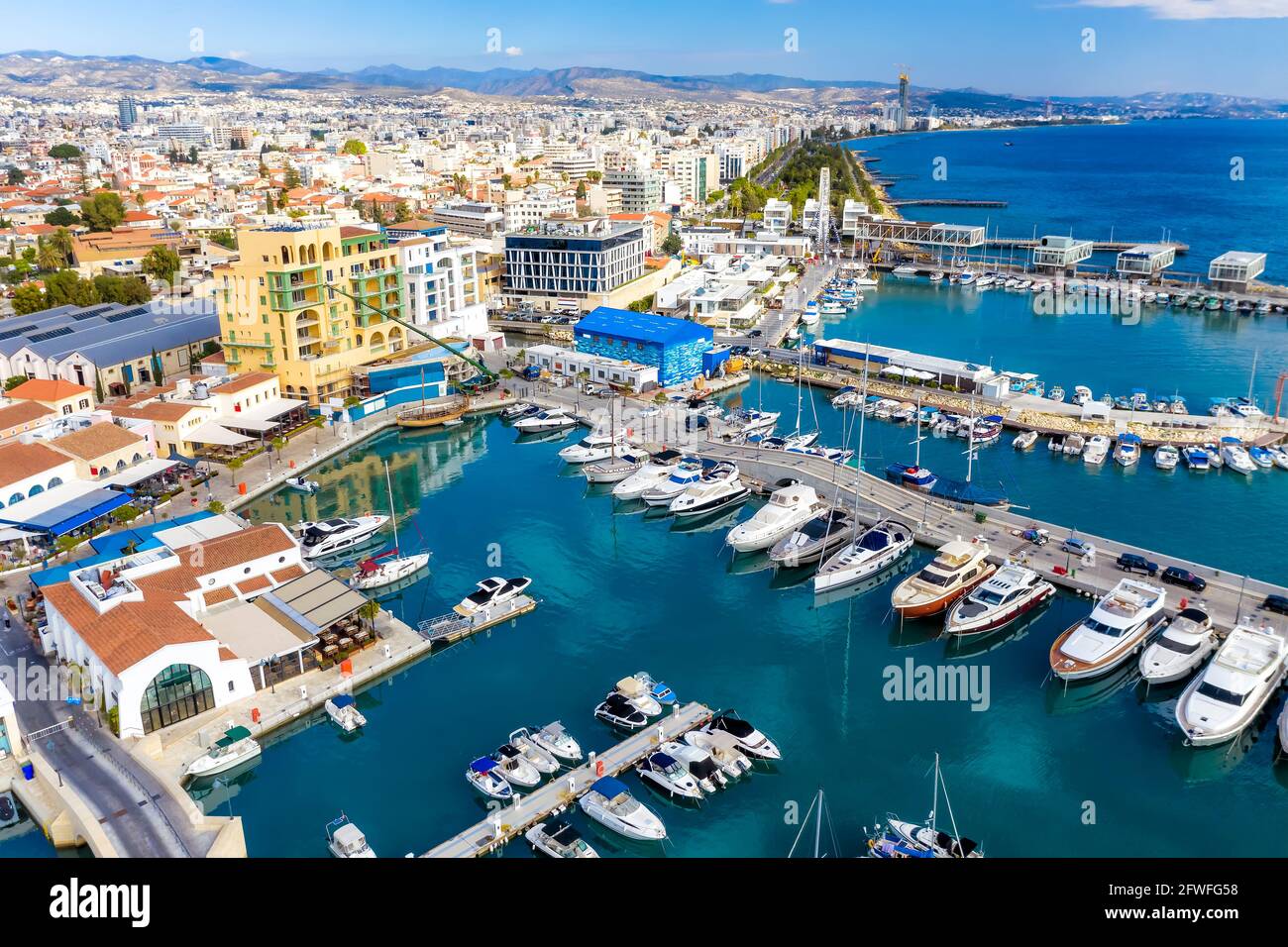 Vista aerea di Limassol Marina e dintorni Foto Stock