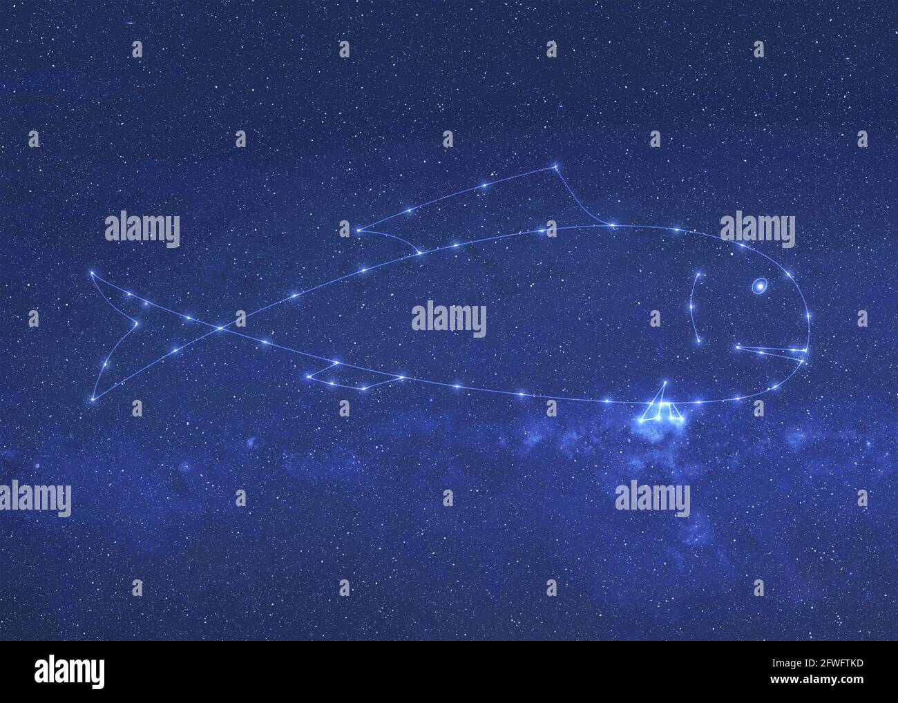 Fantastica costellazione di fantascienza con costellazioni. Carta da parati da sogno. Elementi di questa illustrazione sono stati forniti dalla NASA. Foto Stock