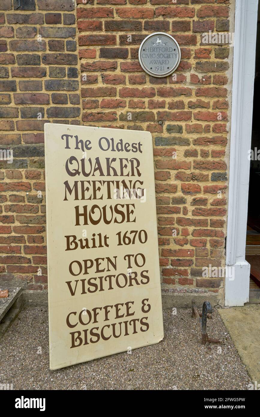 La più antica sala riunioni quaker del mondo hertford Foto Stock