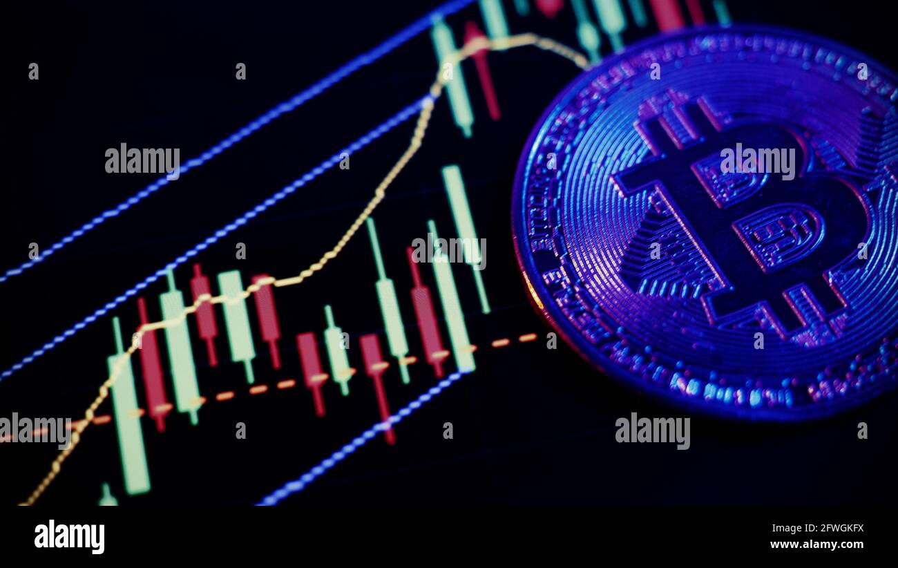 Barra grafica criptovaluta Bitcoin e mercato azionario. Criptovaluta.  Crescita di Bitcoin Stock. Investire in risorse Crypto. Piattaforma di  investimento con grafici a Foto stock - Alamy