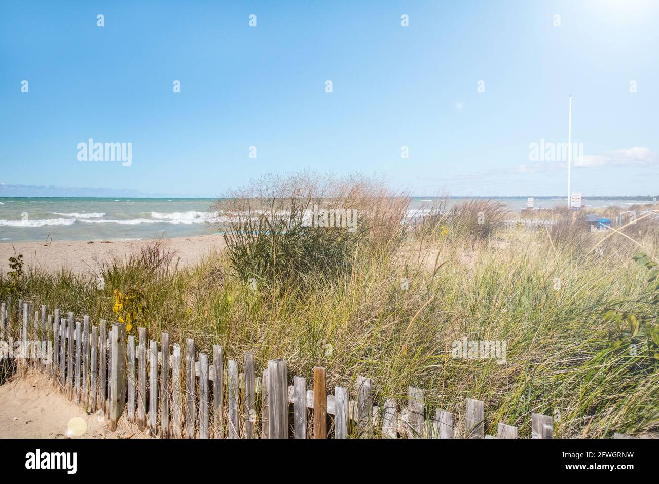 Spiaggia, Lago Huron, Grand Bend. Foto Stock