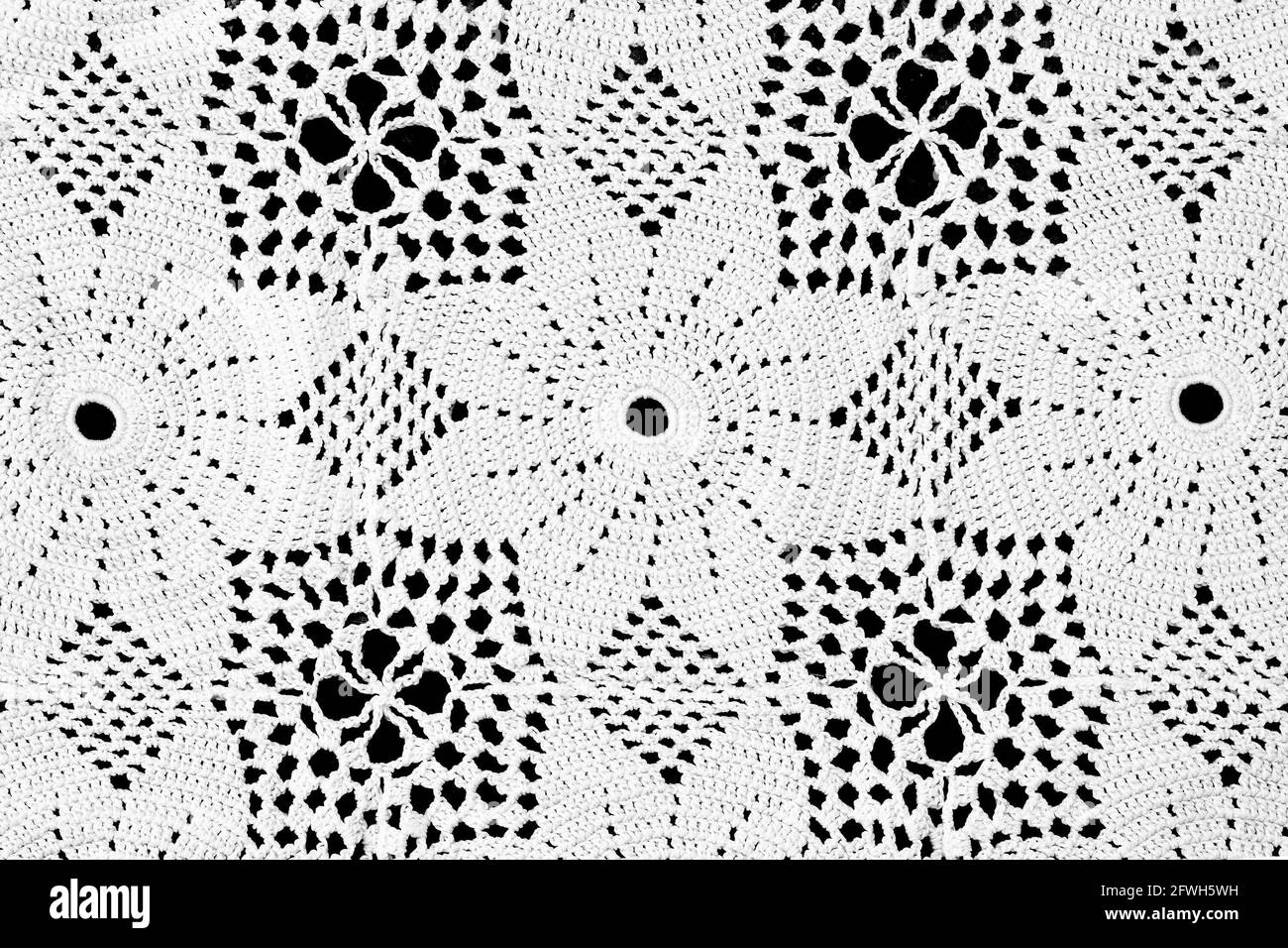 Vista dall'alto della tovaglia in pizzo uncinetto Foto Stock