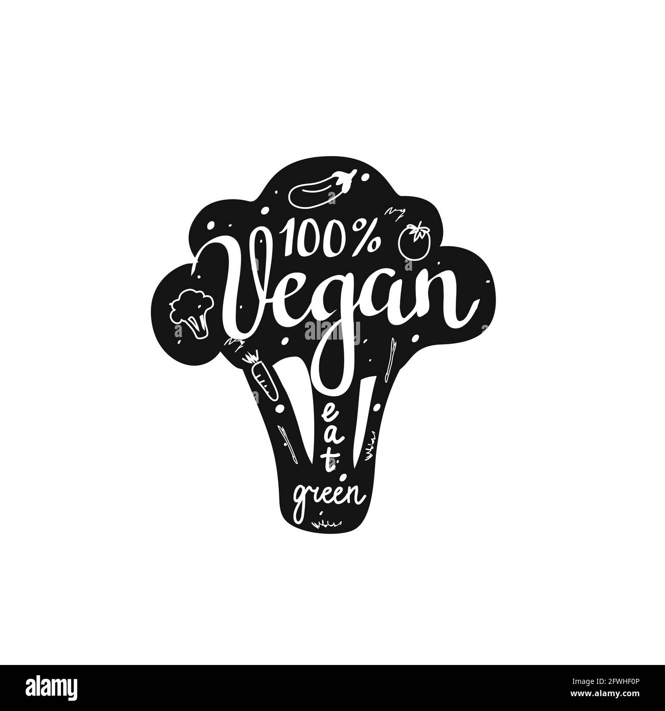 Vector 100 vegan mangia il distintivo di lettere verde Illustrazione Vettoriale