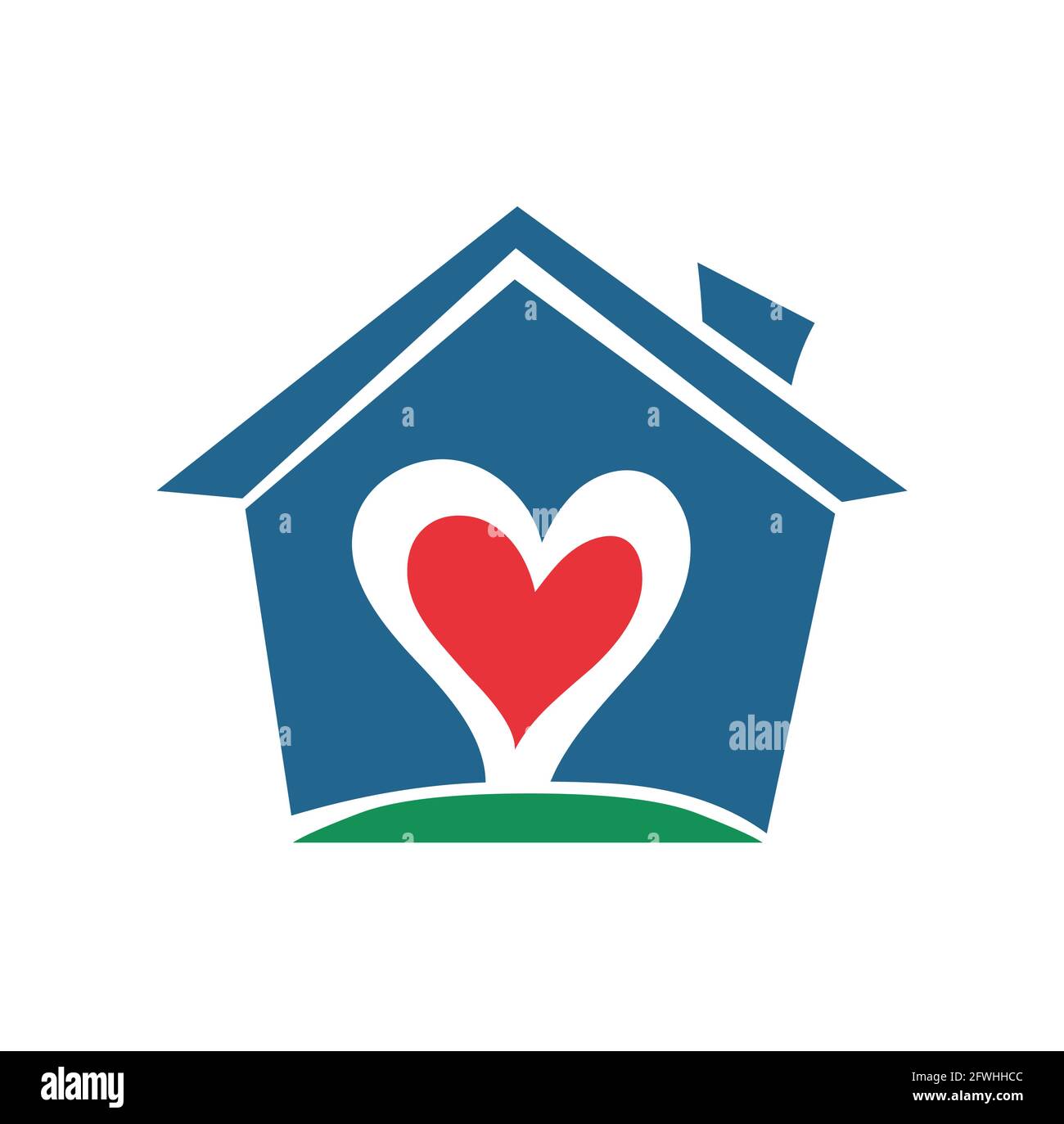 Vettore del logo del cuore della casa isolato su sfondo bianco Illustrazione Vettoriale
