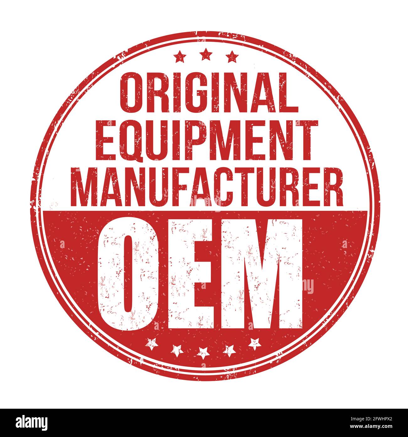 OEM ( Original Equipment Manufacturer ) grunge stampigliatura in gomma su sfondo bianco, illustrazione vettoriale Illustrazione Vettoriale