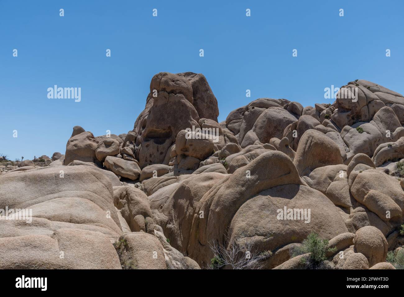 vista panoramica su Skull Rock al Joshua Tree National Park, California meridionale Foto Stock