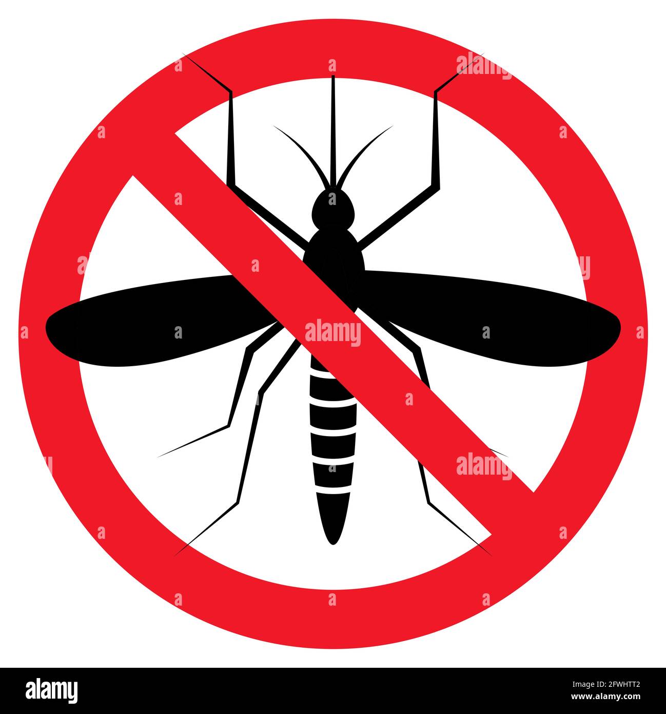 Icona repellente del segno di arresto della zanzara. Malaria peste insetto anti zanzara simbolo di avvertimento Illustrazione Vettoriale