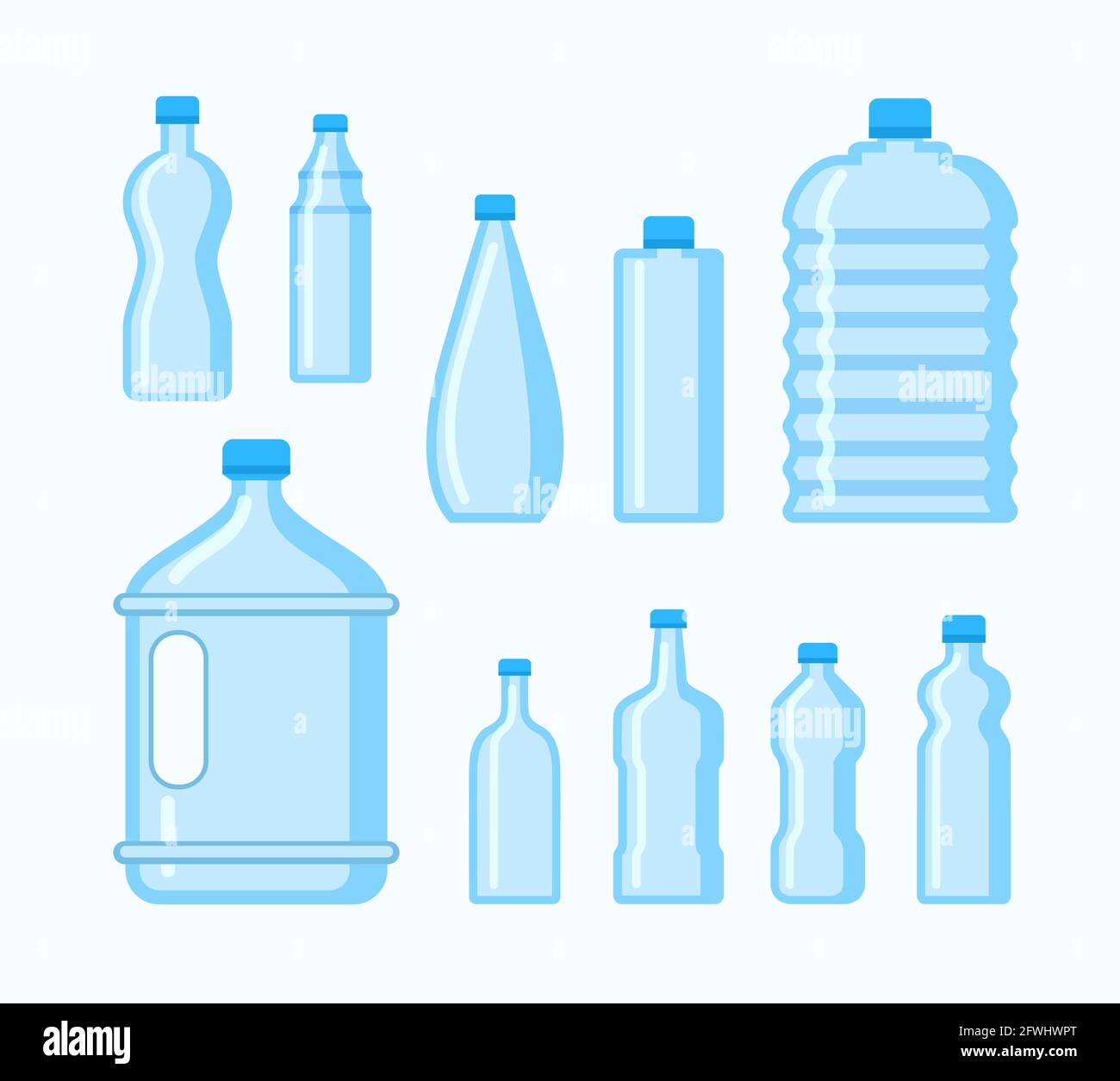 Icona bottiglia d'acqua in plastica. Set per bevande con contenitore per  liquidi blu, silhouette per biberon. Bottiglie di cartone animato d'acqua  Immagine e Vettoriale - Alamy