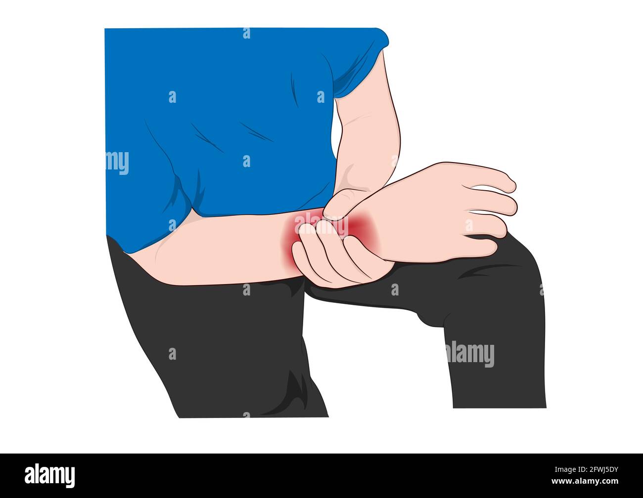 Immagine grafica vettoriale contorno il dolore da polso è spesso causato da distorsioni o fratture da improvvise lesioni concetto di assistenza sanitaria Illustrazione Vettoriale