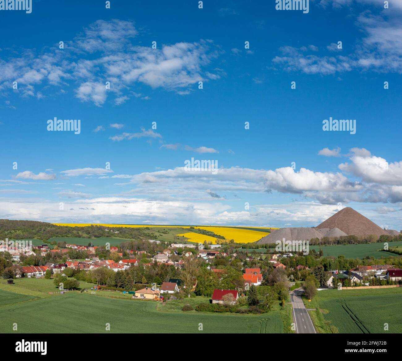 Blick über das Mansfelder Land Volkstedt Foto Stock