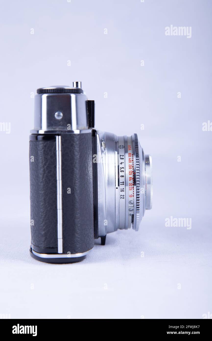 Vista laterale della vecchia videocamera Foto Stock