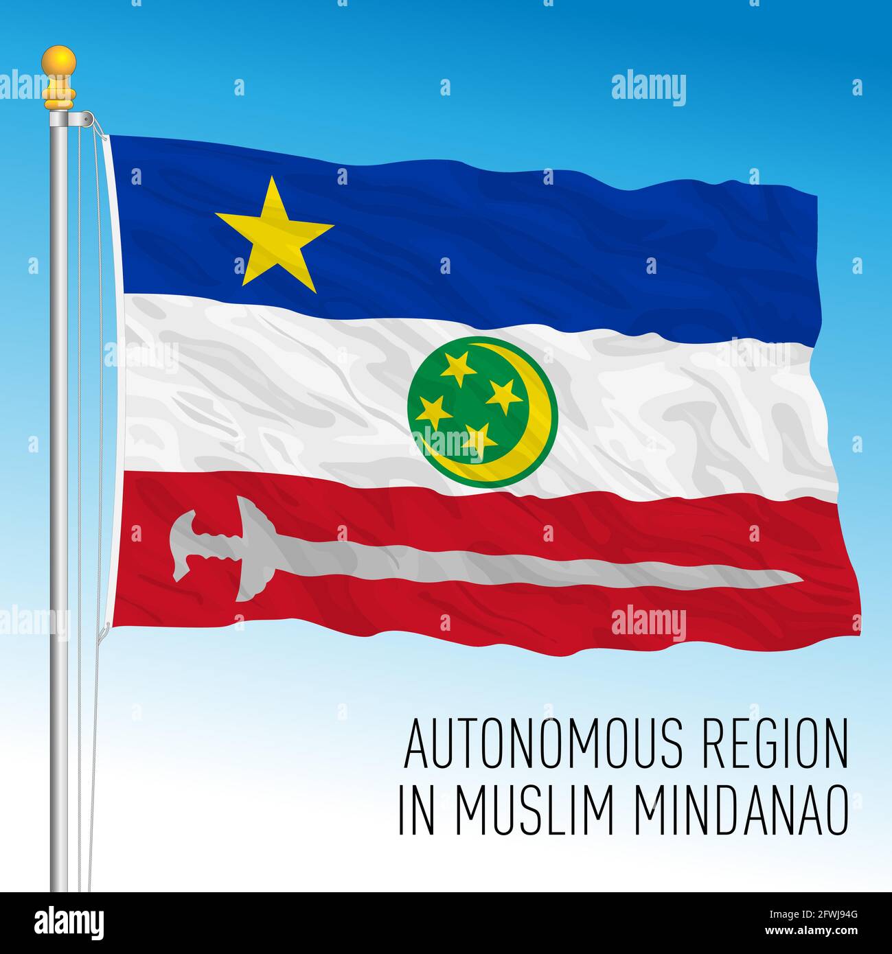 Bandiera della regione autonoma di Mindanao, Filippine, paese asiatico, illustrazione vettoriale Illustrazione Vettoriale
