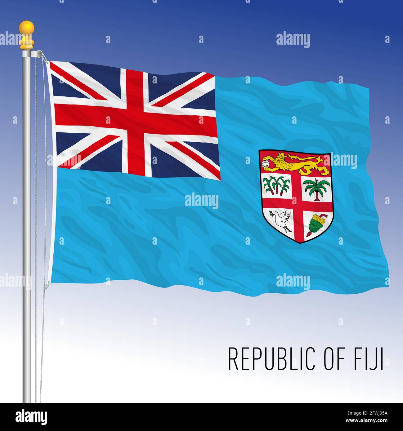 Bandiera nazionale ufficiale delle Figi, paese asiatico, illustrazione vettoriale Illustrazione Vettoriale