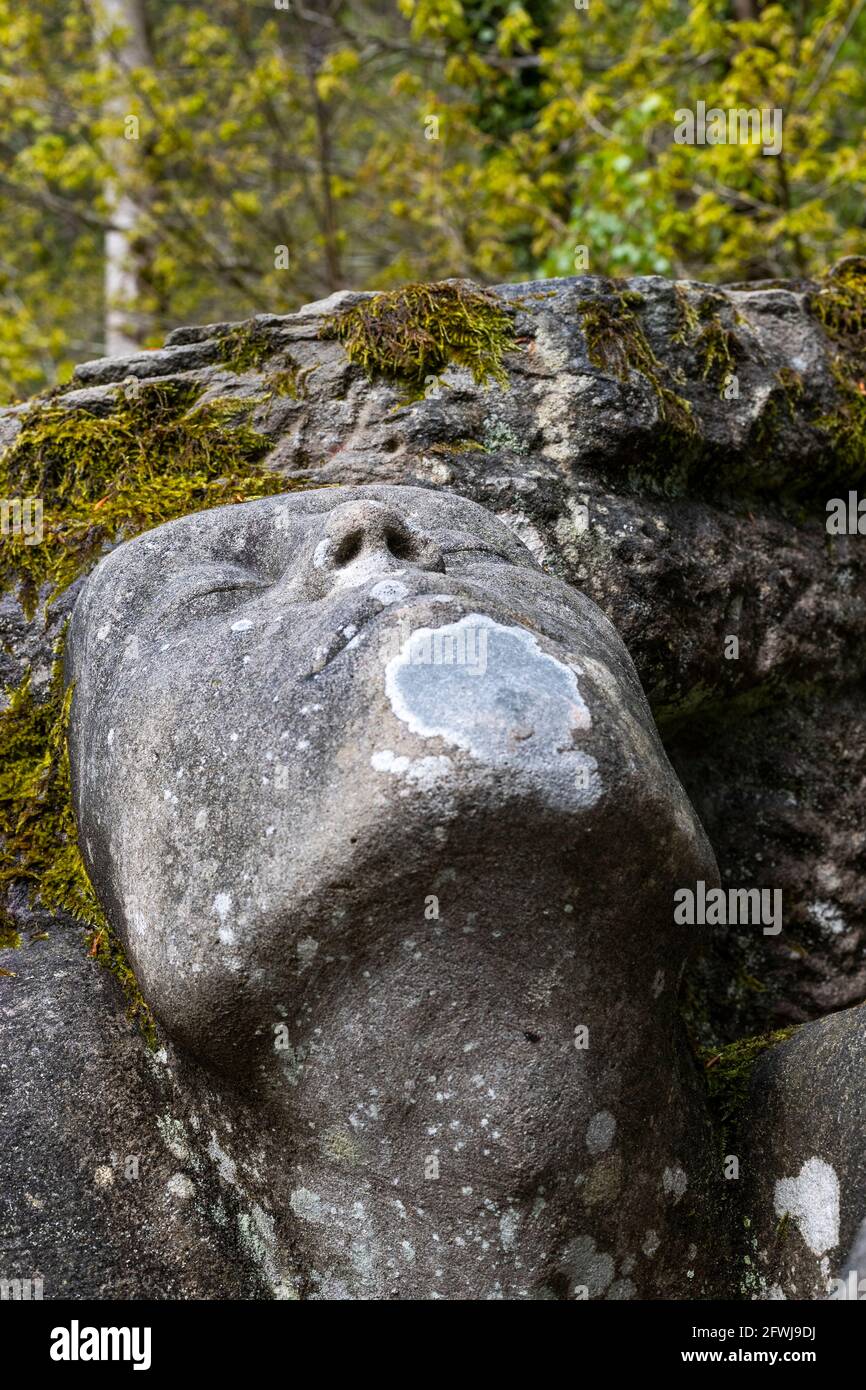 Union Colliery disastro 1902 scultura commemorativa. Monumento miniera, Foresta di Dean. Bixslade Geology Walk. Foto Stock