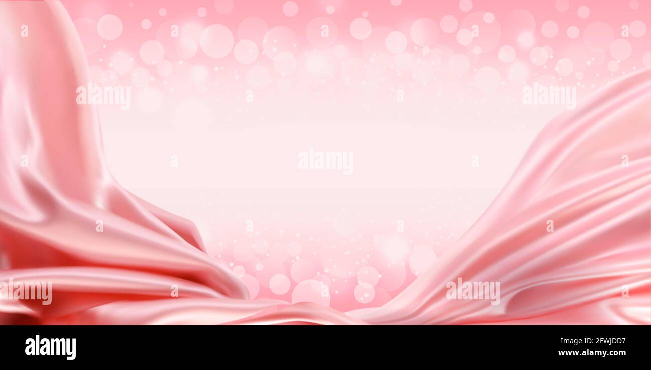 Seta rosa astratta liscia o tessuto satinato di lusso e le luci bokeh illustrazione sfondo Foto Stock