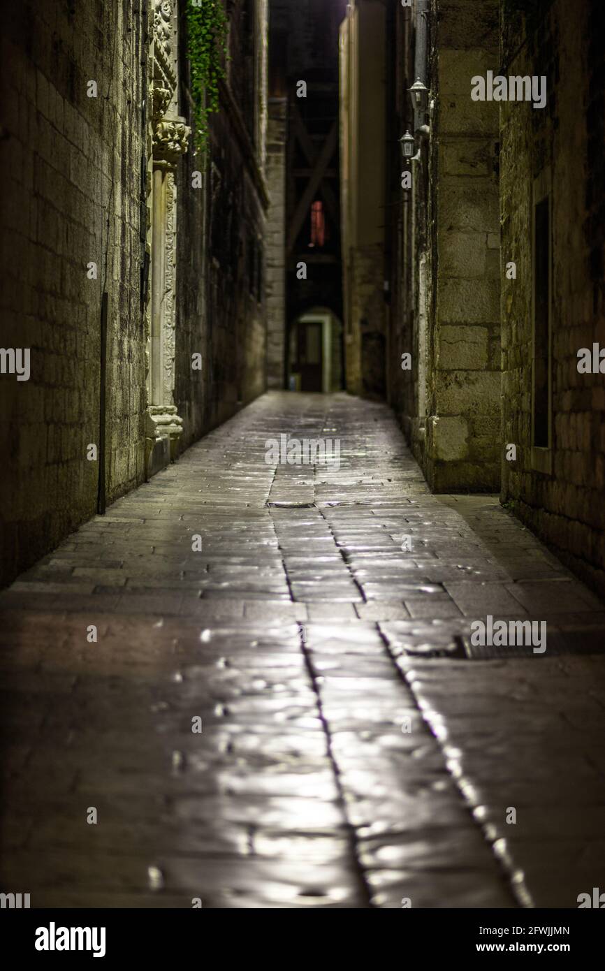 Palazzo di Diocleziano nella città vecchia di Spalato, la seconda città più grande della Croazia e una città storica con antiche origini greche e romane Foto Stock