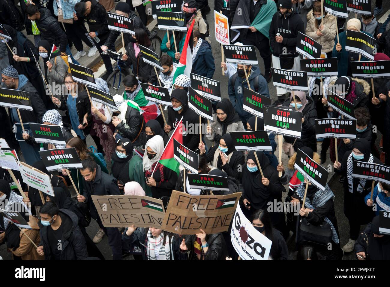 22 maggio 2021. Solidarietà con la Palestina marcia, Londra centrale. Foto Stock
