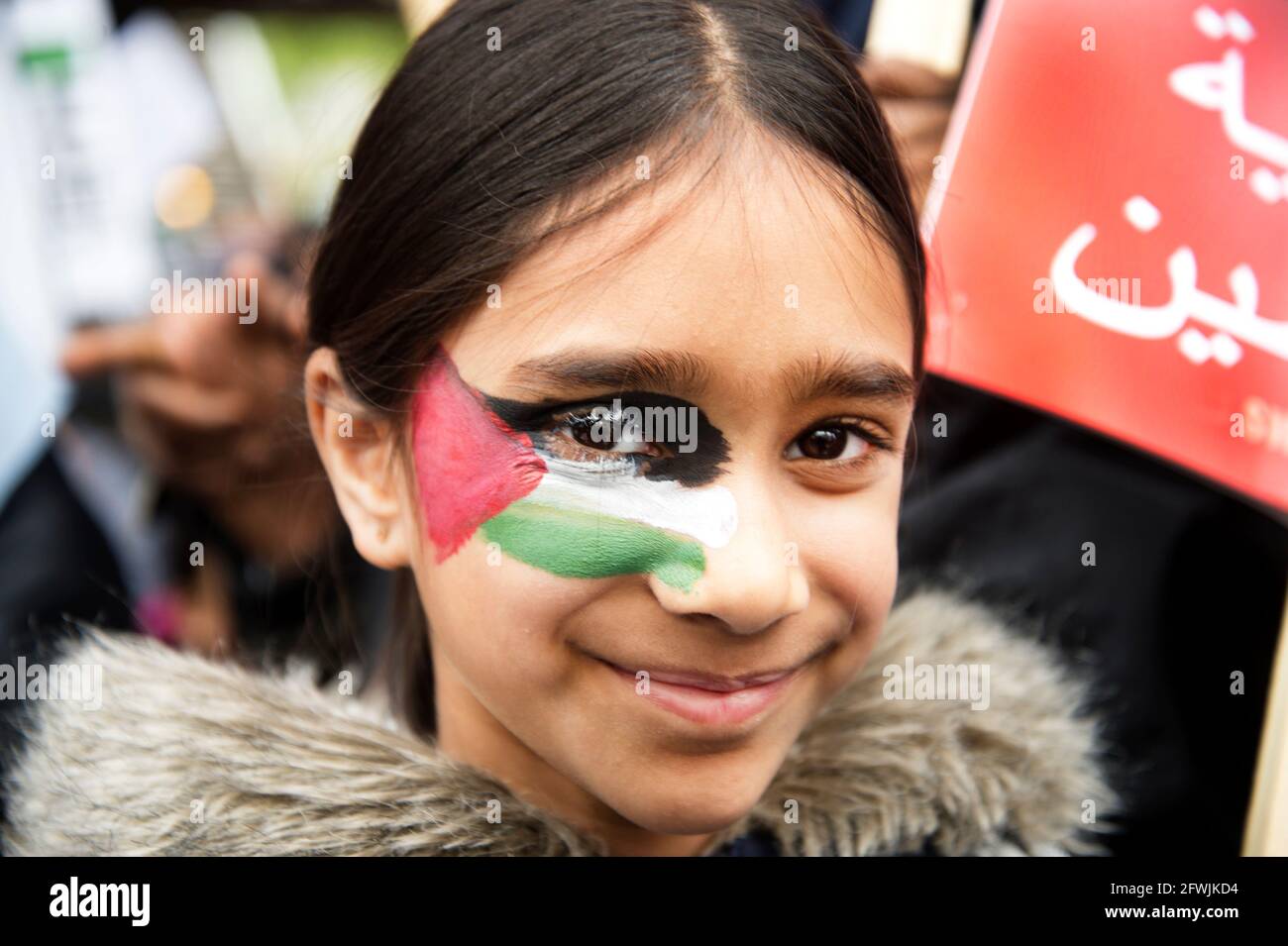 22 maggio 2021. Solidarietà con la Palestina marcia, Londra centrale. Foto Stock