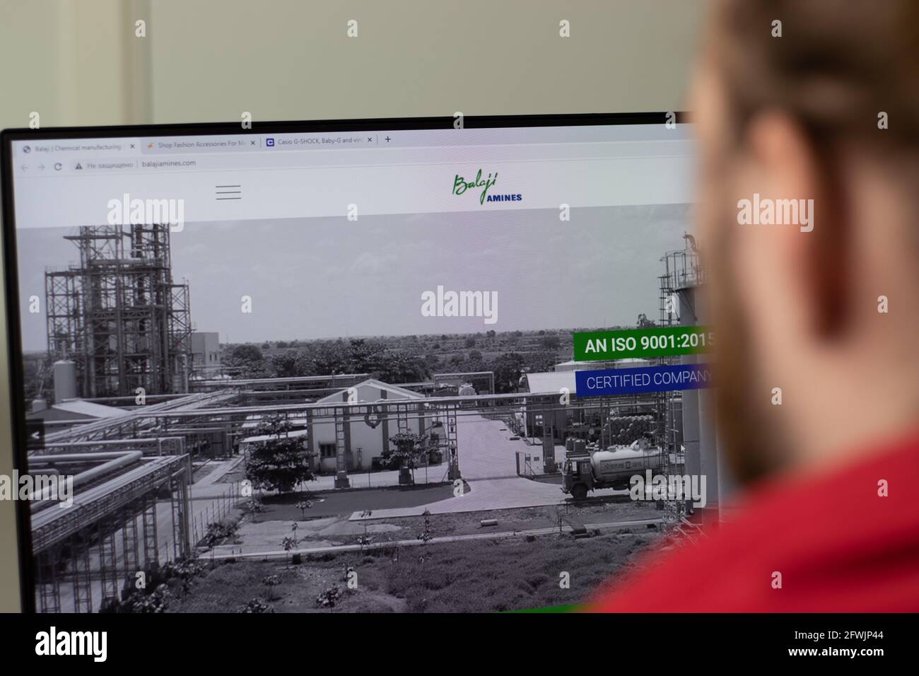 New York, USA - 1 maggio 2021: Sito web della società Balaji ammine con logo sullo schermo, Editoriale illustrativo Foto Stock