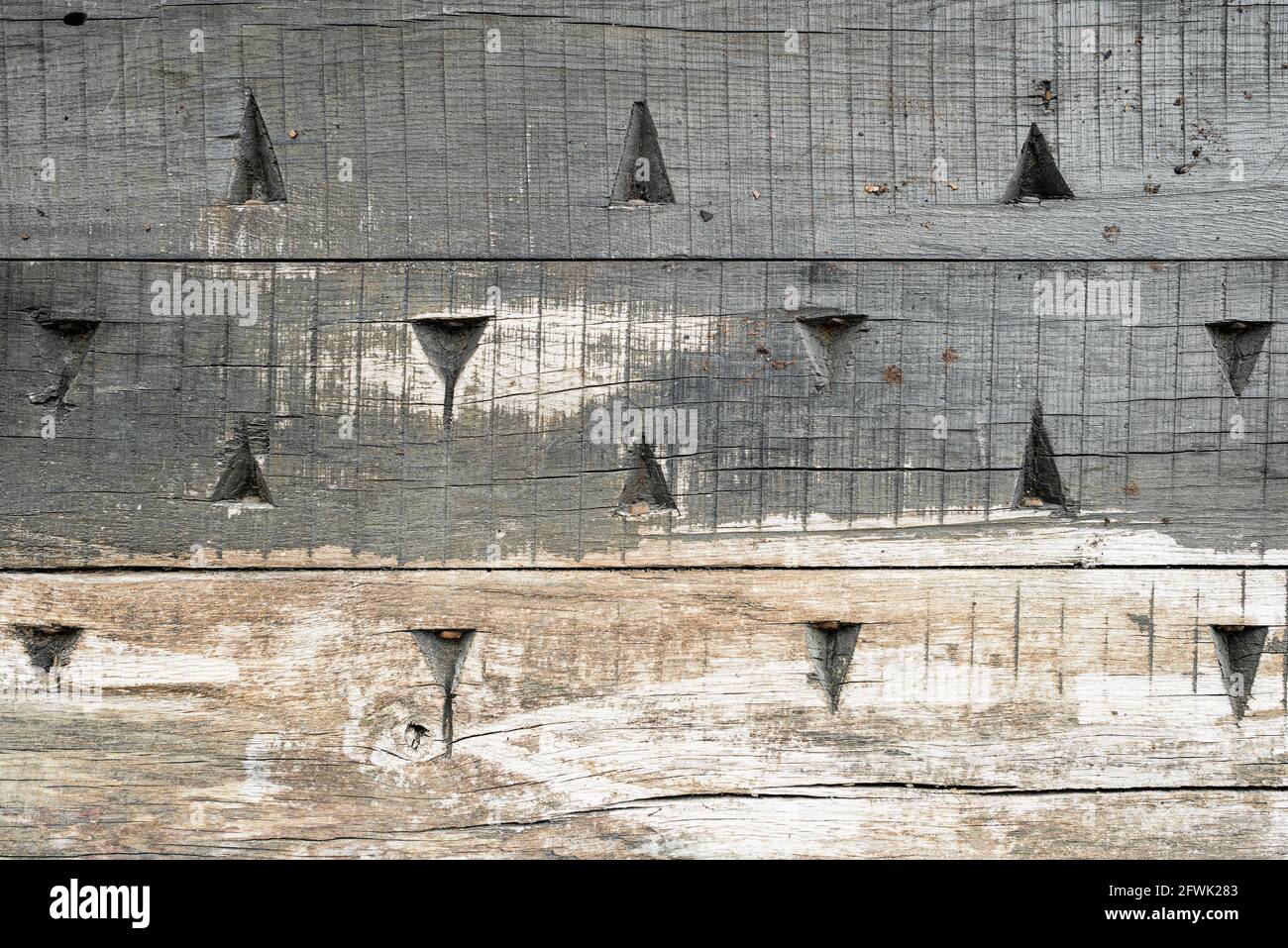 Vecchia superficie planata con dentellature triangolari, struttura Foto Stock